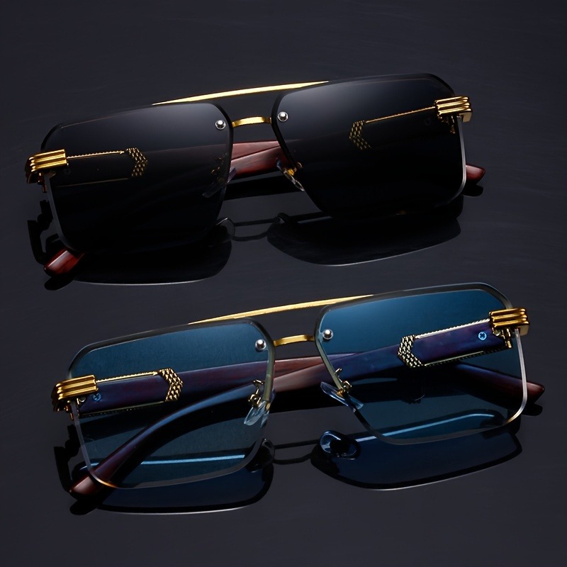 Men'S Fashion Rimless Glasses - Gafas de Sol Rectangulares de Doble