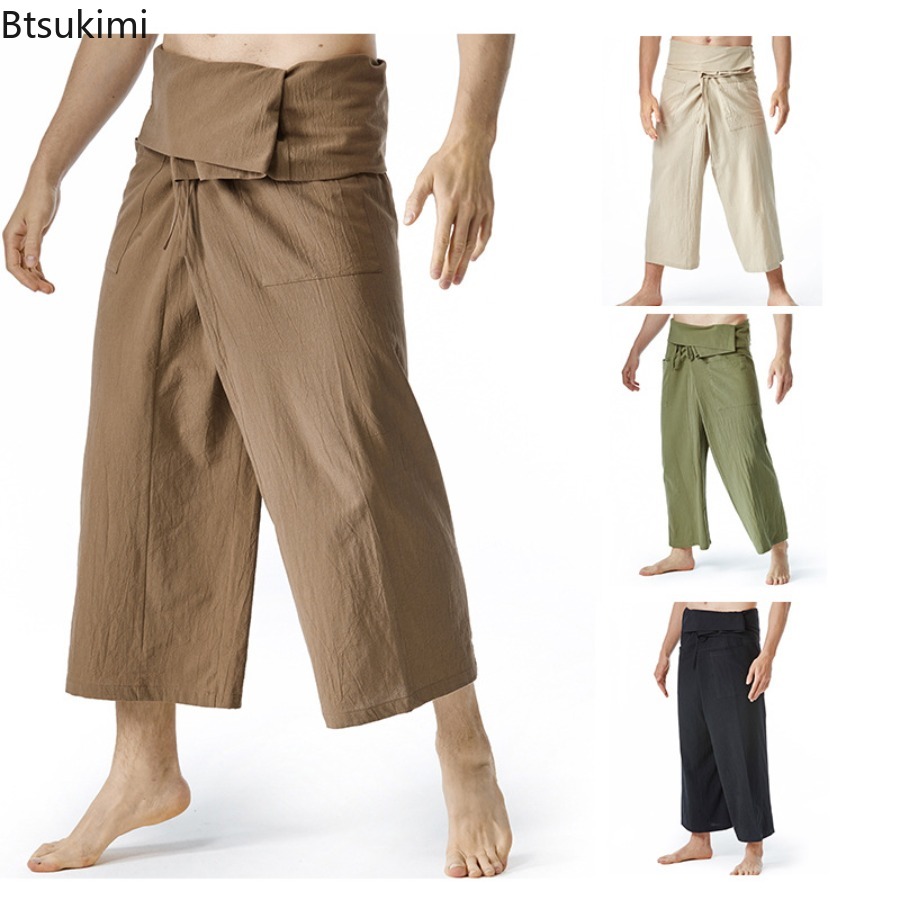 Mens Fashion Trends 2026 - Pantalones de Pescador Tailandeses para Hombre,
