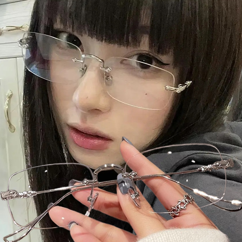 Men'S Fashion Rimless Glasses - Gafas Transparentes Rectangulares sin Montura, Gafas