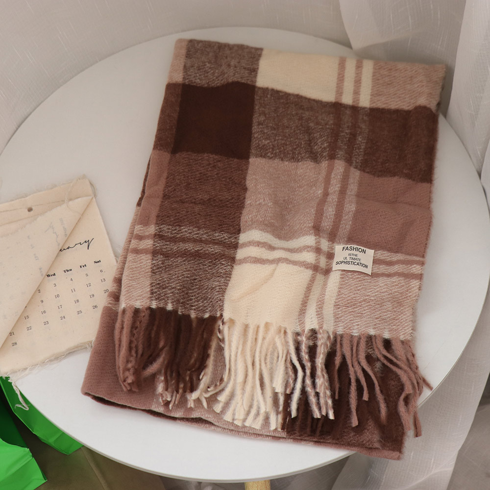 Men Scarf Wool - Bufanda de lana a cuadros informal,