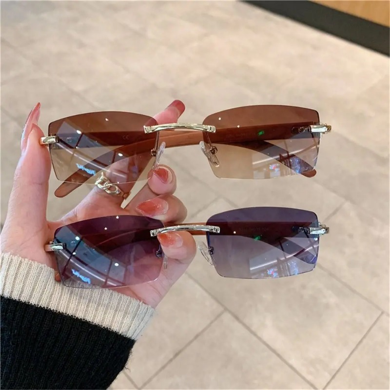Men'S Fashion Rimless Glasses - Gafas de sol rectangulares sin montura