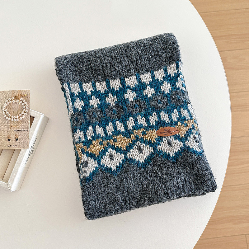 Men Scarf Wool - Bufanda de punto jacquard para mujeres