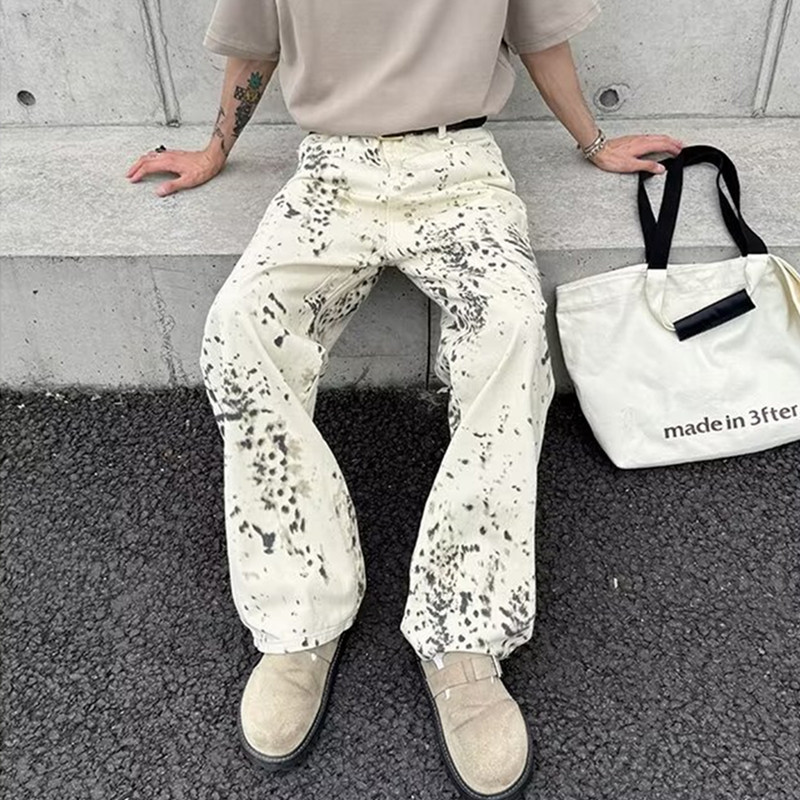 Men'S Fashion Nova Jeans - Pantalones vaqueros holgados De leopardo blanco