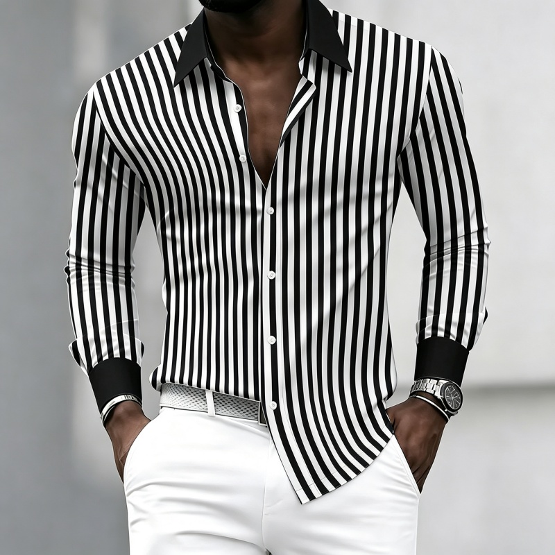 Fashion Mens Shirt - Camisa de manga larga para hombre