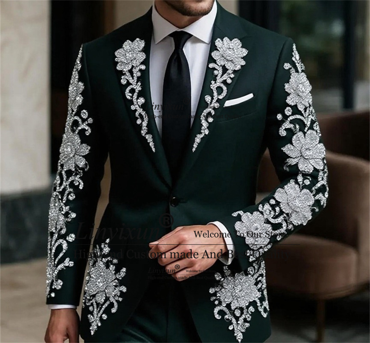 Traje Floar de cristales a la  - Mens Fashion Trajes reseña y precio