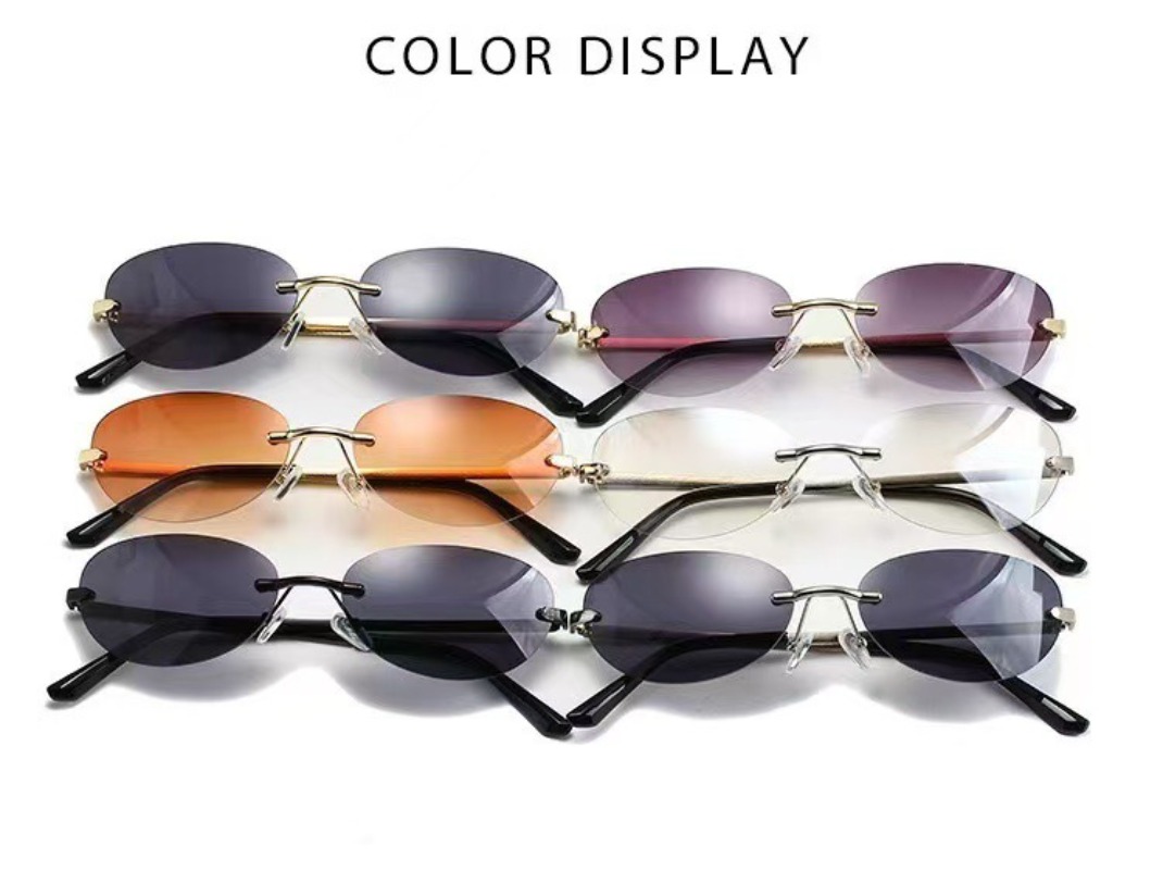 Gafas de sol ovaladas sin mont - Men'S Fashion Rimless Glasses reseña y precio