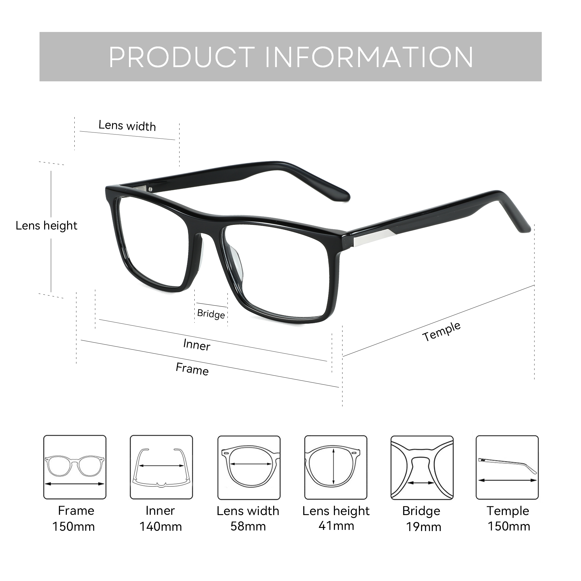 Gafas ópticas de acetato de te - Men'S Fashion Non Prescription Glasses reseña y precio