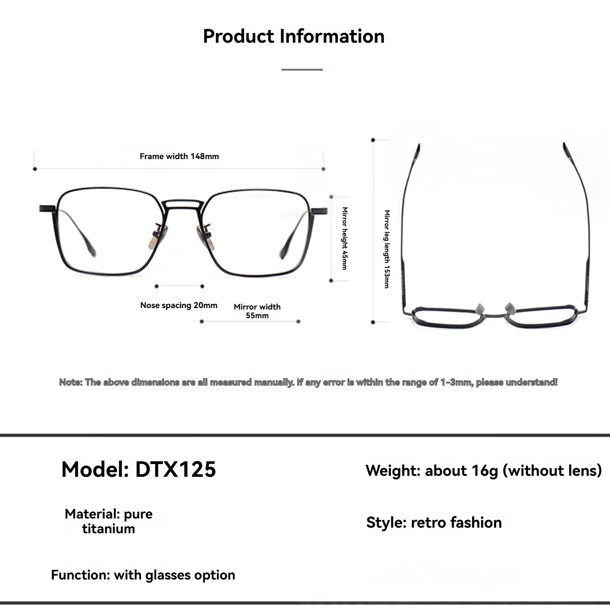 FYTOOMetal montura gafas lisas - Men'S Fashion Non Prescription Glasses reseña y precio