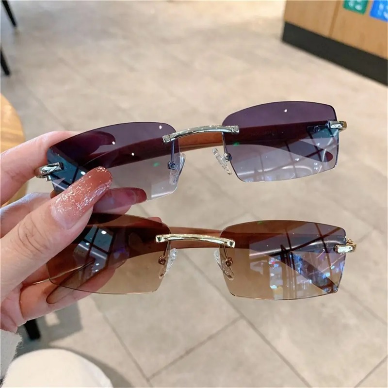Gafas de sol rectangulares sin - Men'S Fashion Rimless Glasses reseña y precio