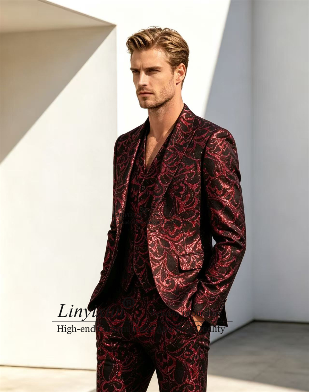Trajes de hombre de jacquard a - Mens Fashion Trajes reseña y precio