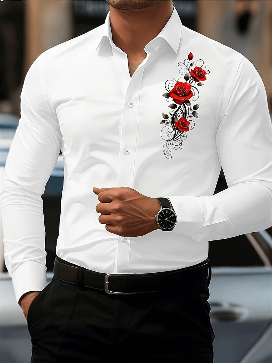 Camisa de Manga Larga con Esta - Fashion Mens Shirt reseña y precio