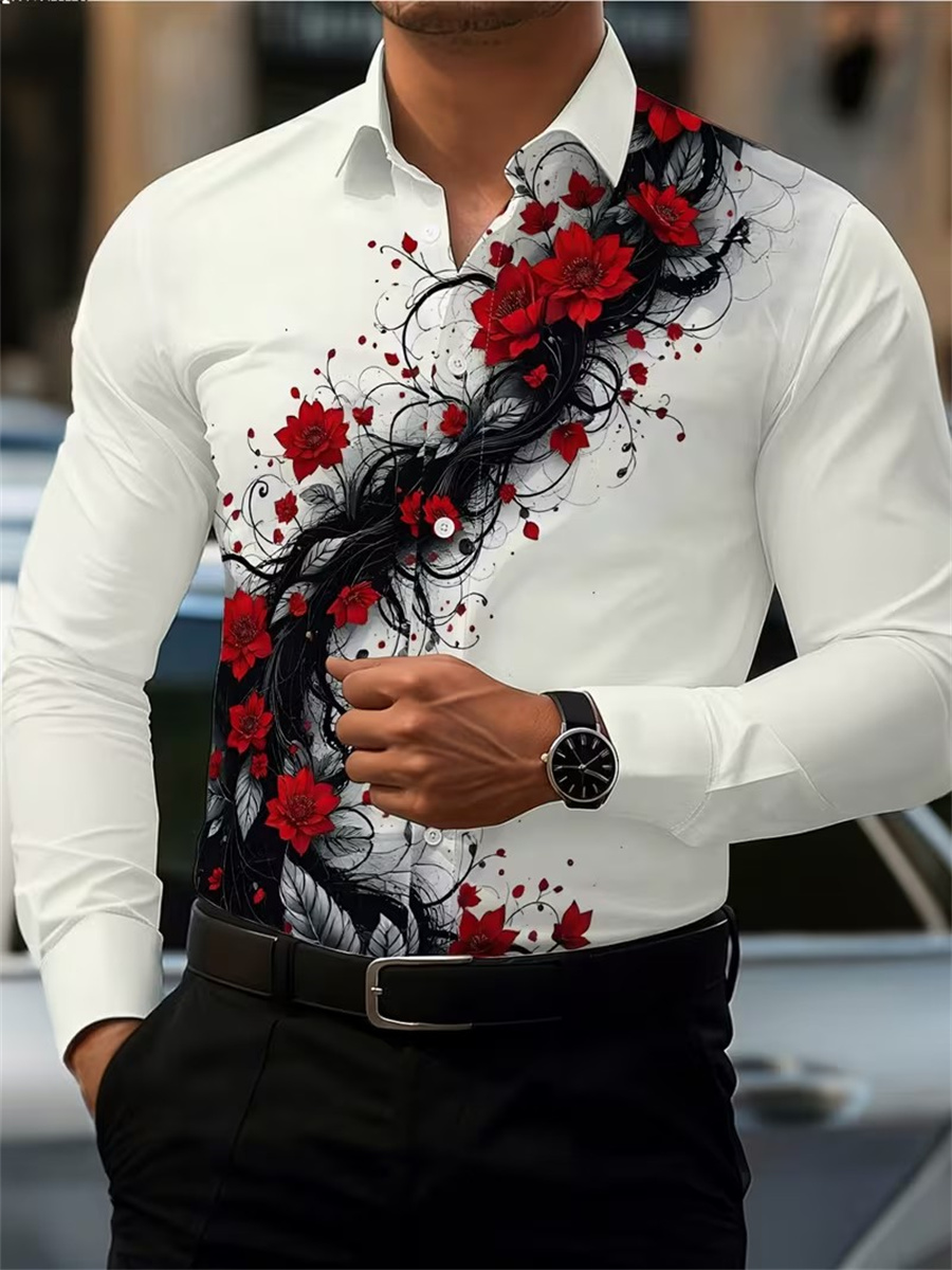 Camisa de Manga Larga con Esta - Fashion Mens Shirt reseña y precio